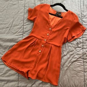 Terracotta Flutter Sleeve Romper